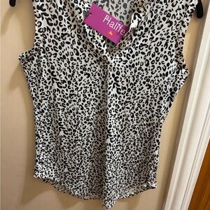 Alife Black and White Animal Print Blouse